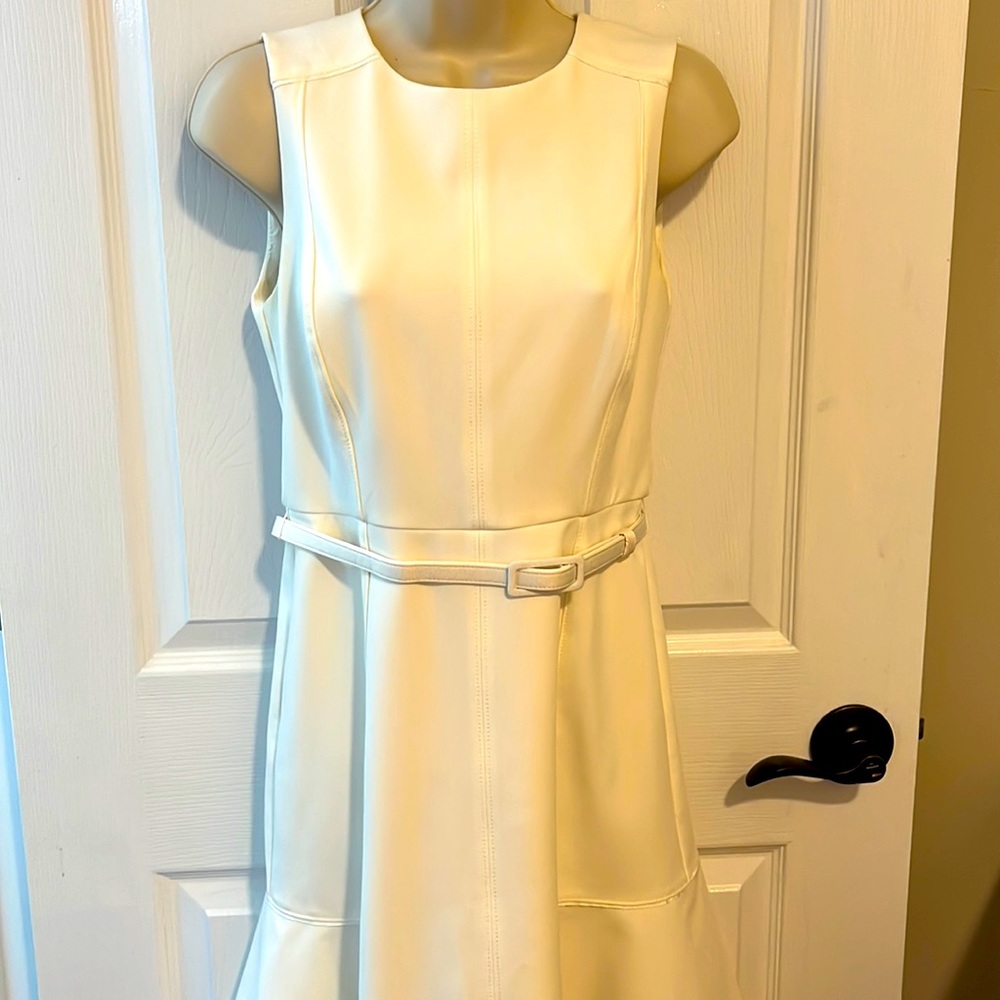 WHBM white belted dress